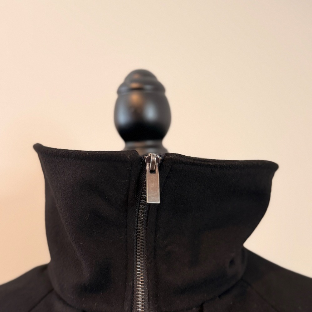 Black Wool Sugarfly Zip Front Jacket Fold Over Collar Utility Pockets - Picture 3 of 16
